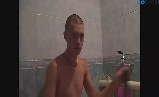 Handjob Under the Shower Gay Man Stroking Erection In Bath Tub