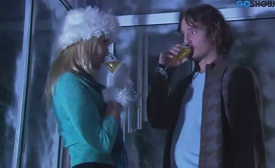 Winter Hat Snowgirl Blows and Rides Him for Cum